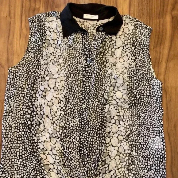 Equipment Tops - Equipment Womens Black & White Polka Dot Silk S